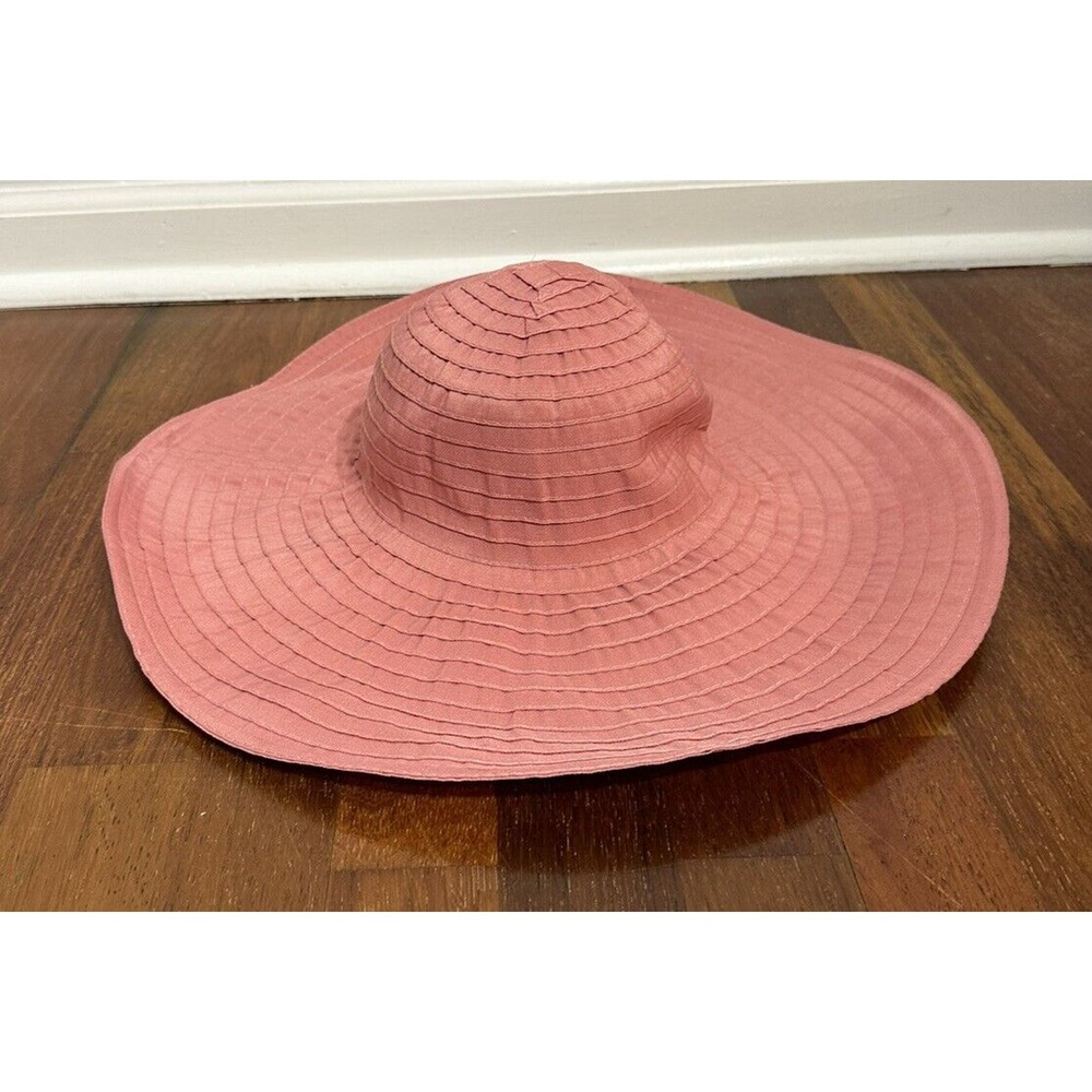 August Hat Company Packable Sun Beach Garden Hat Pink Polyester Wide Brim